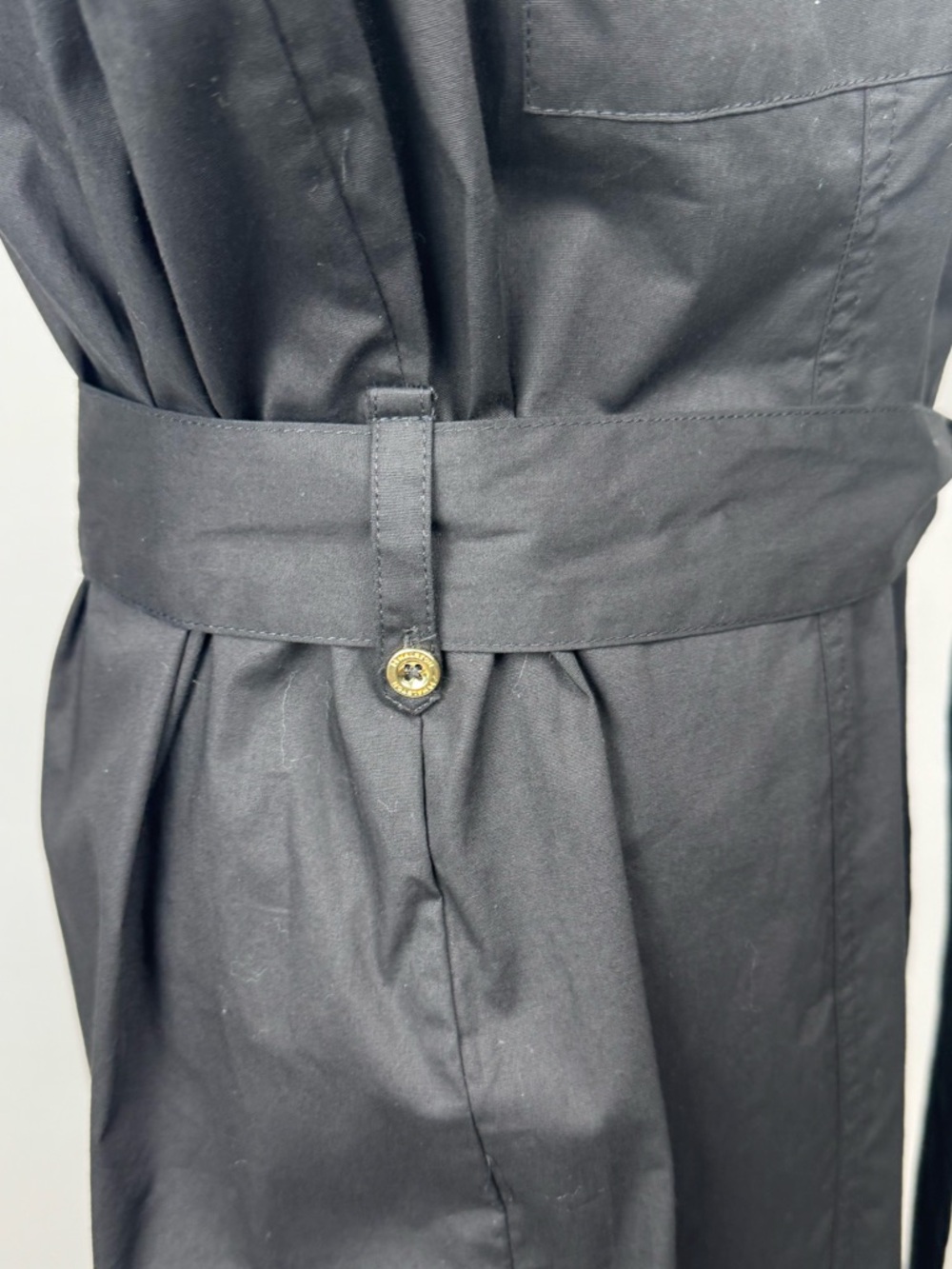 New H By Halston Black Sleeveless Shirtdress Gold Buttons Belted Size 2XL Office - Picture 6 of 11